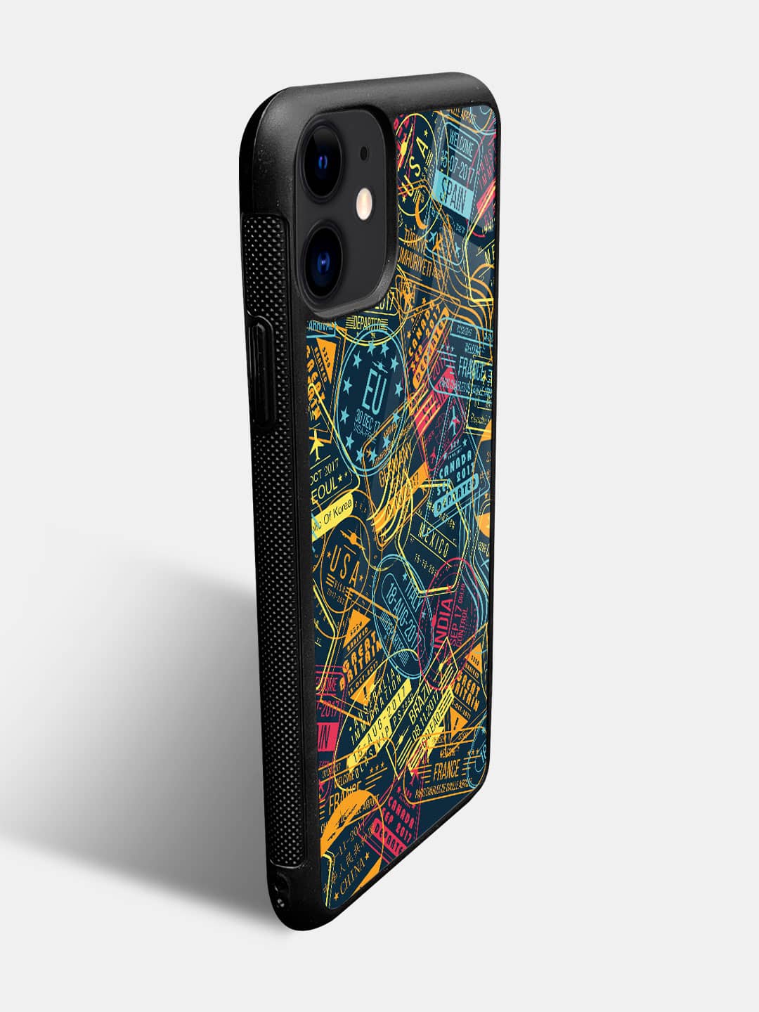 Immigration Stamps Neon - iPhone 11 Glass Cover