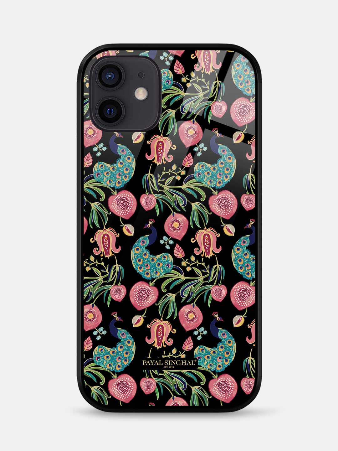 Payal Singhal Anaar and Mor Black - iPhone 12 Glass Cover