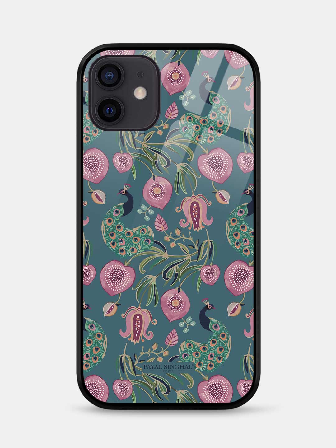 Payal Singhal Anaar and Mor Blue - iPhone 12 Glass Cover