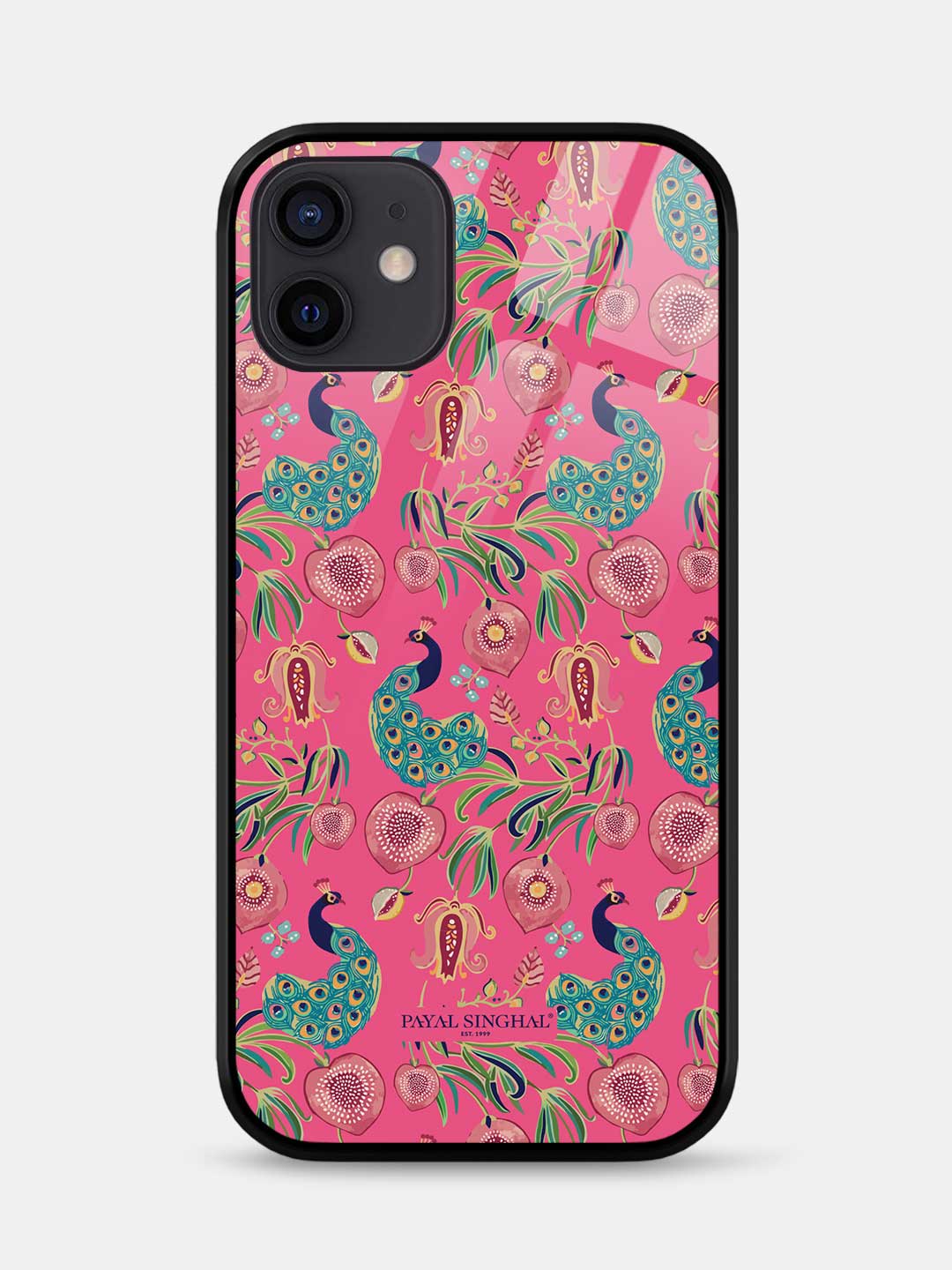 Payal Singhal Anaar and Mor Pink - iPhone 12 Glass Cover