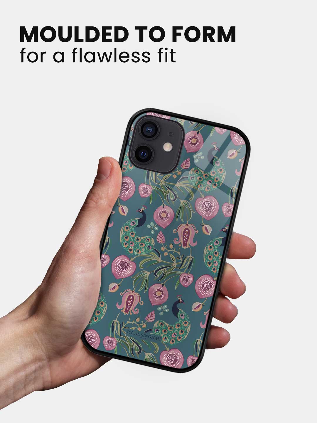 Payal Singhal Anaar and Mor Blue - iPhone 12 Glass Cover