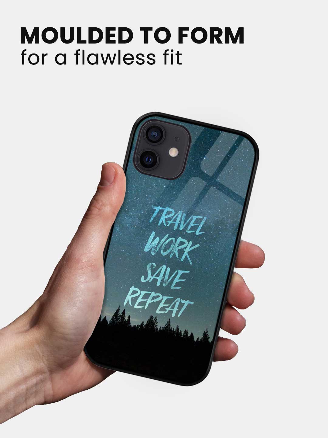 Travel Work Save Repeat - iPhone 12 Glass Cover