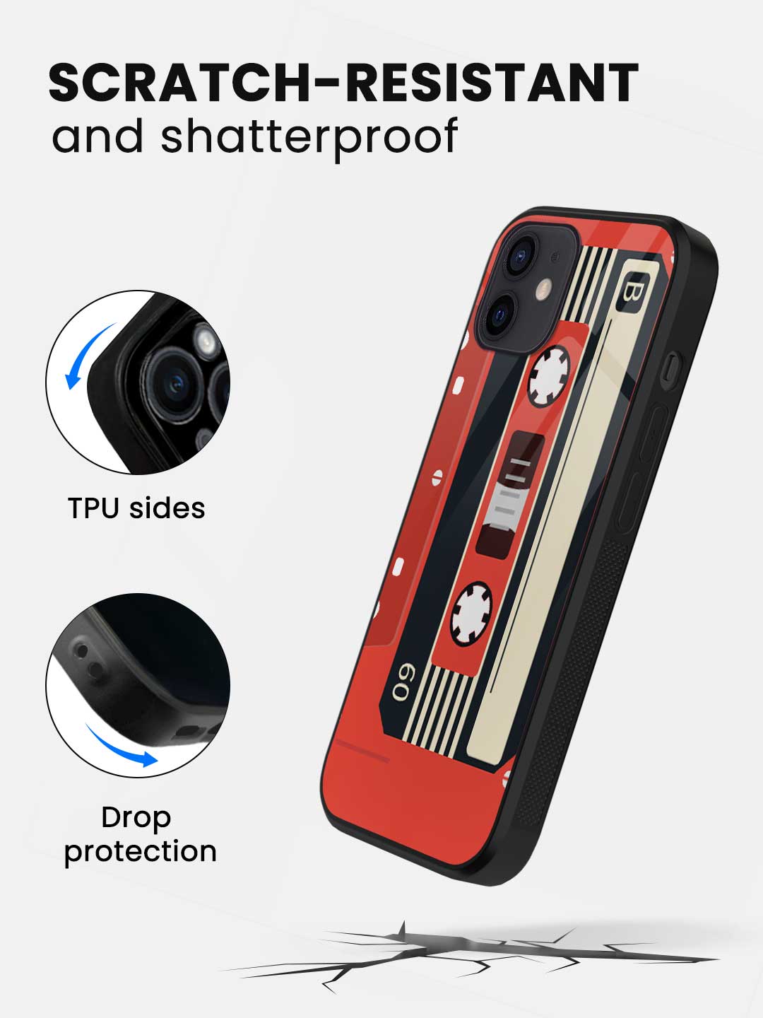 Cassette Red - iPhone 12 Glass Cover