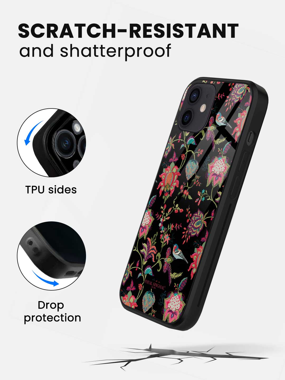 Payal Singhal Chidiya Black - iPhone 12 Glass Cover