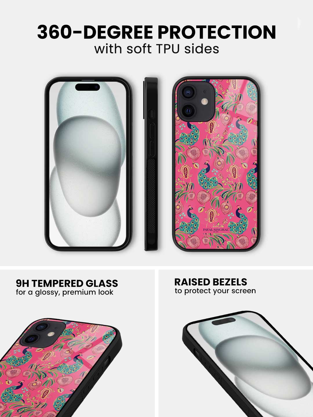 Payal Singhal Anaar and Mor Pink - iPhone 12 Glass Cover