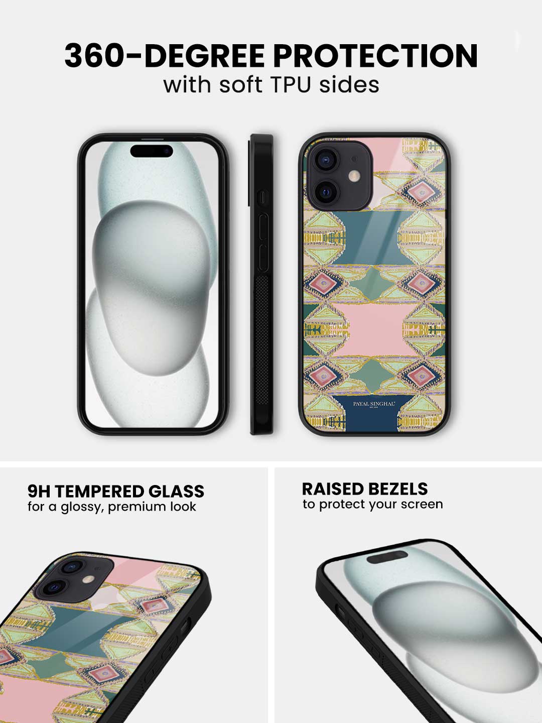 Payal Singhal Aztec Green - iPhone 12 Glass Cover