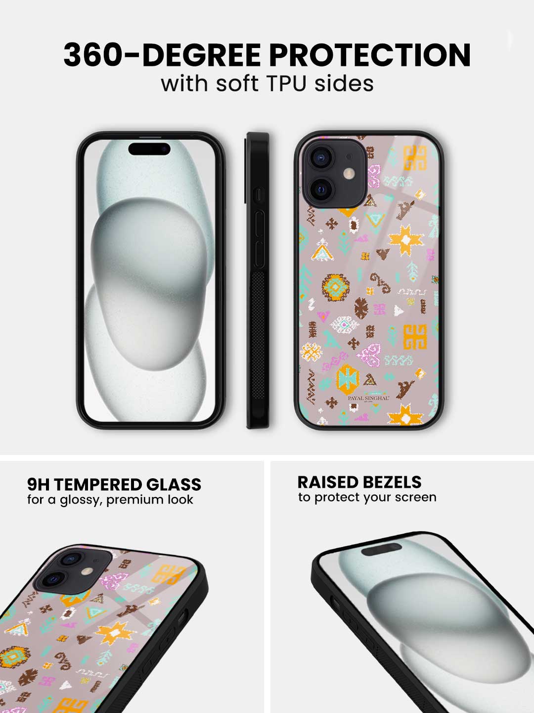 Payal Singhal Bandhani Kilim Lavender Orange - iPhone 12 Glass Cover