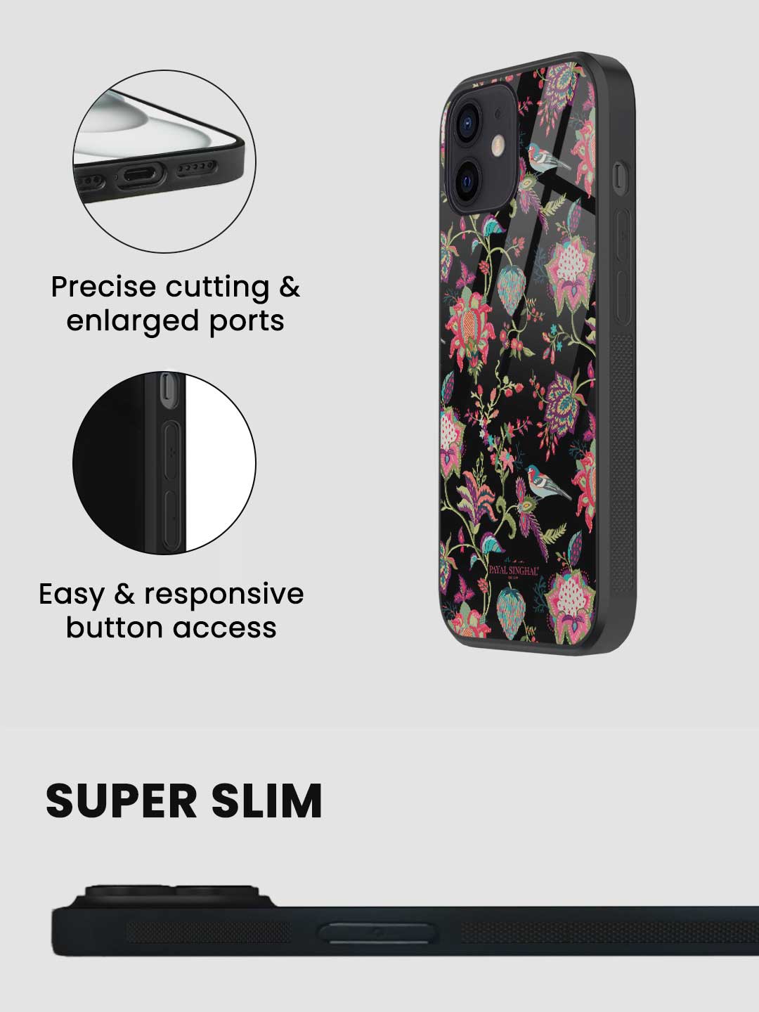 Payal Singhal Chidiya Black - iPhone 12 Glass Cover
