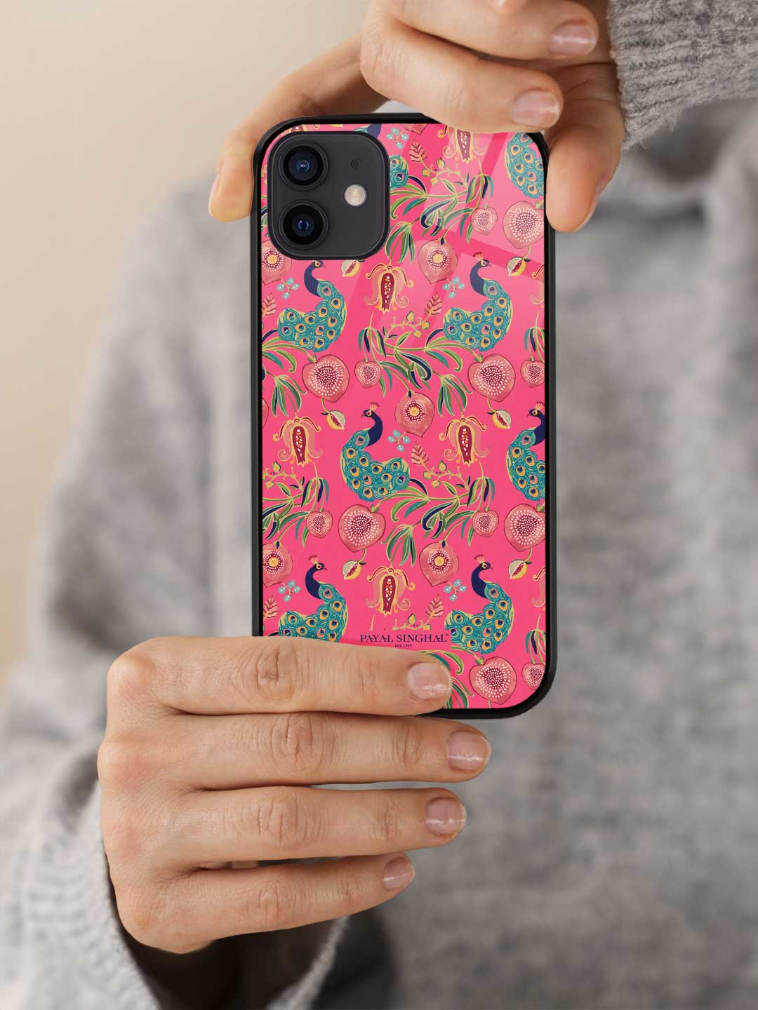 Payal Singhal Anaar and Mor Pink - iPhone 12 Glass Cover