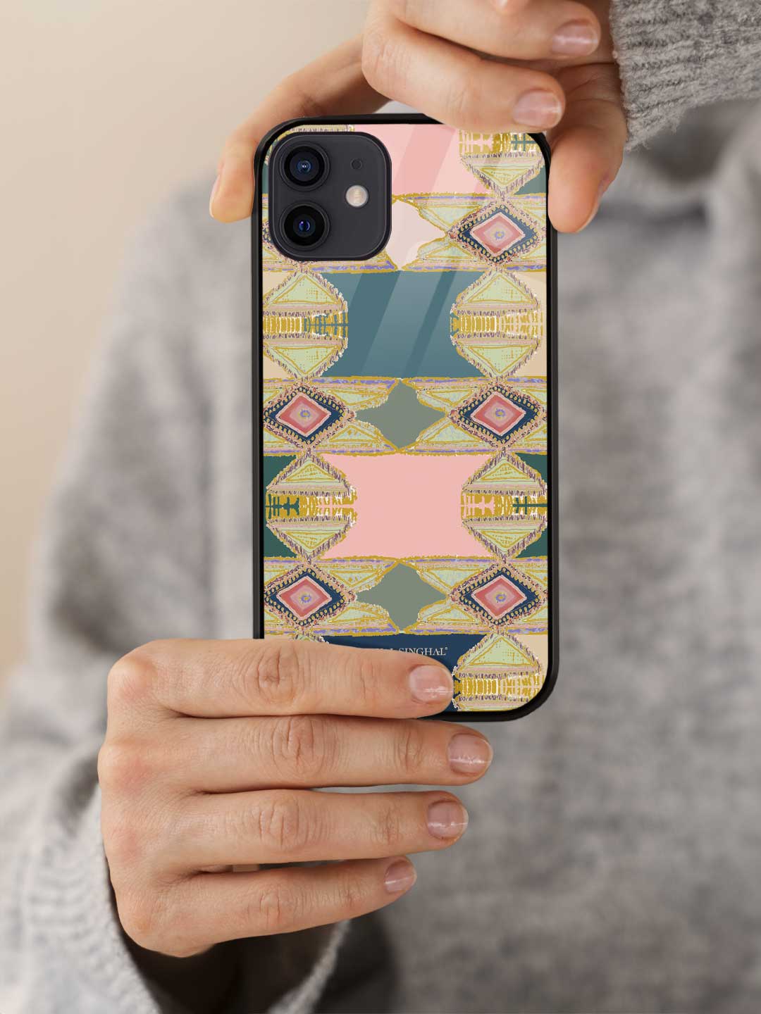 Payal Singhal Aztec Green - iPhone 12 Glass Cover