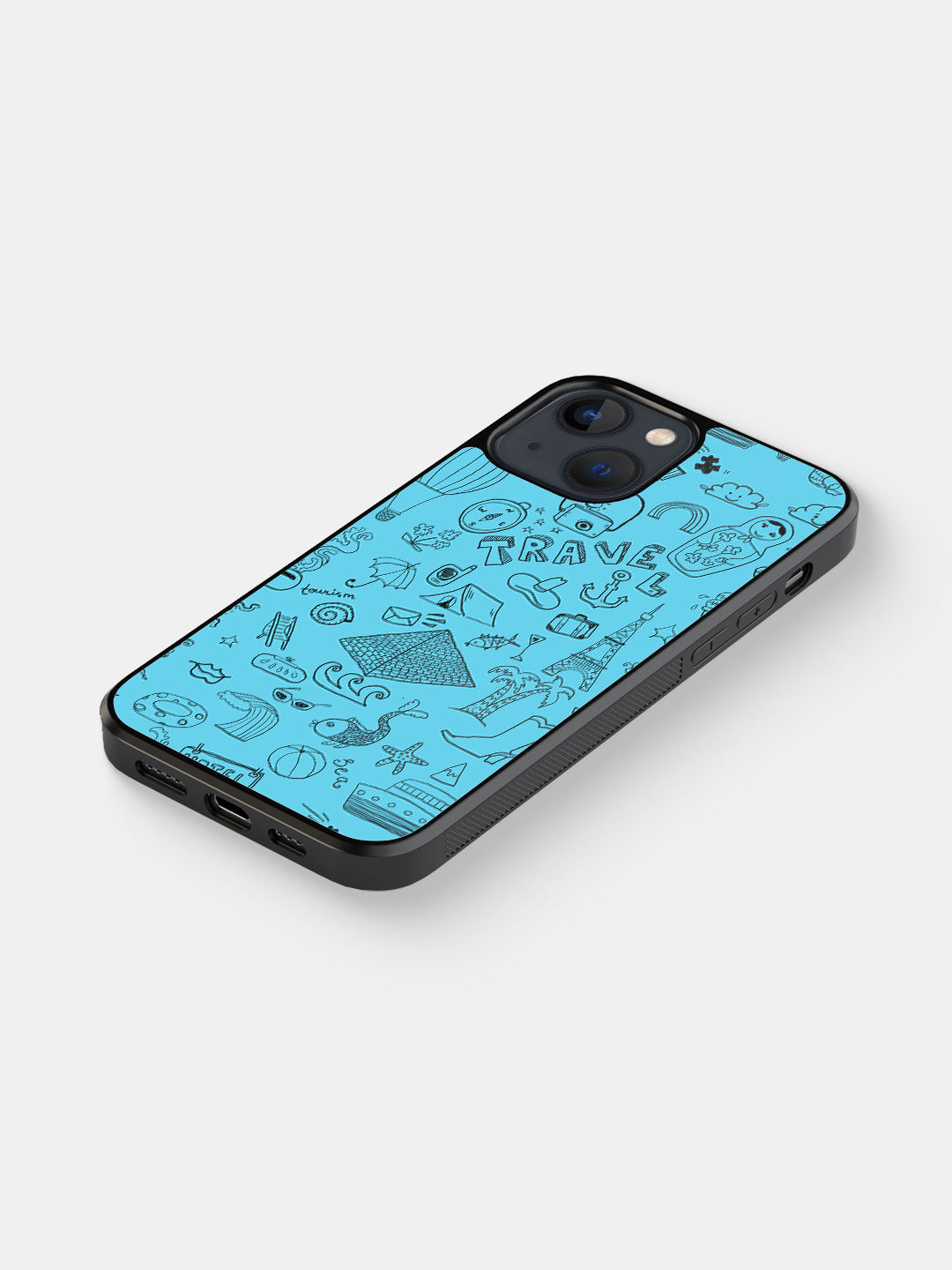 Travel Doodle Blue - iPhone 13 Cover