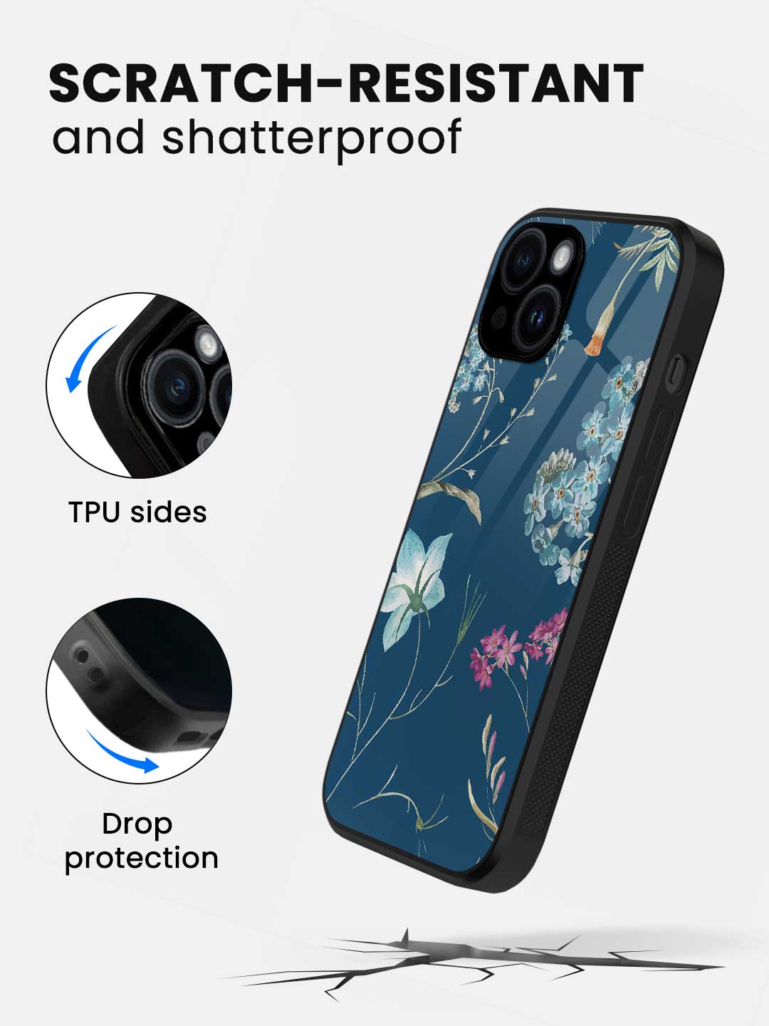 Azure Blooms - iPhone 13 Glass Cover