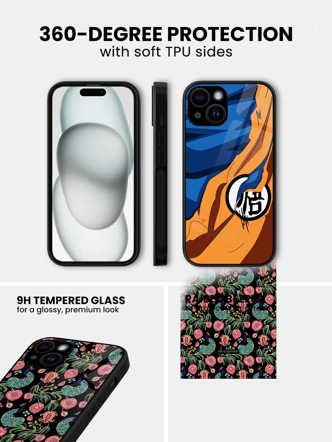 Payal Singhal Anaar and Mor Black - iPhone 13 Glass Cover