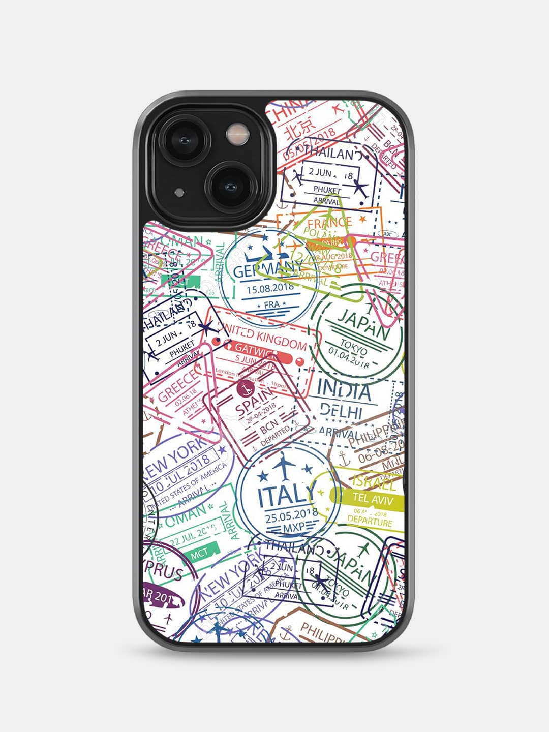 Immigration Stamps White - iPhone 14 Cover