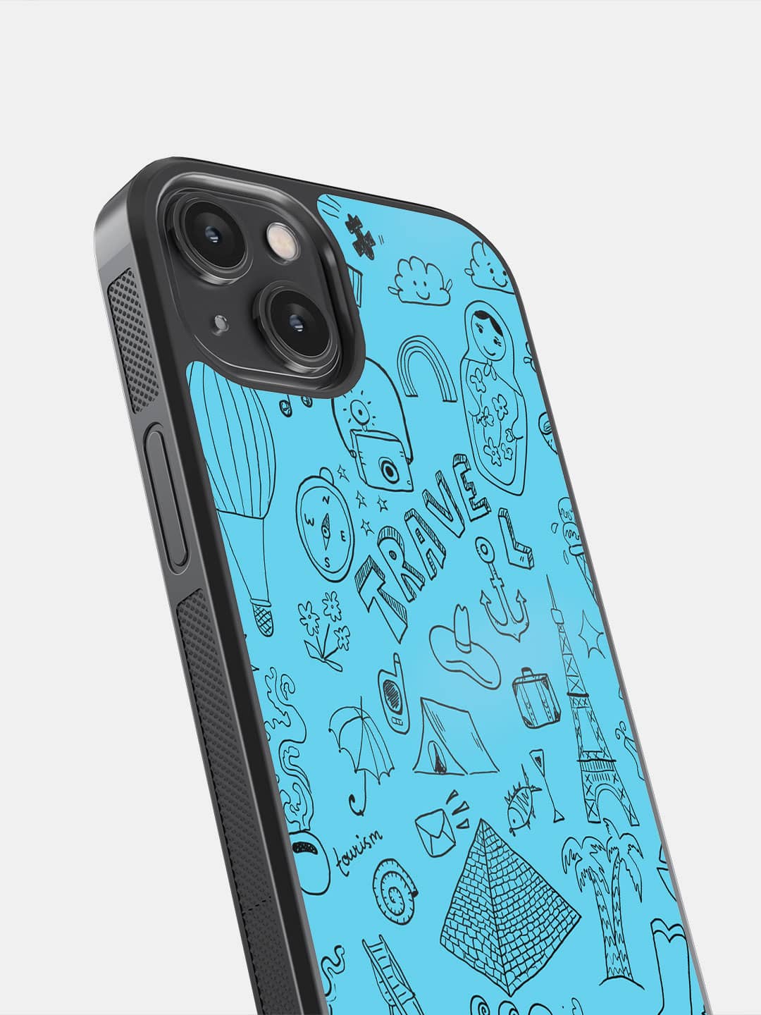 Travel Doodle Blue - iPhone 14 Cover