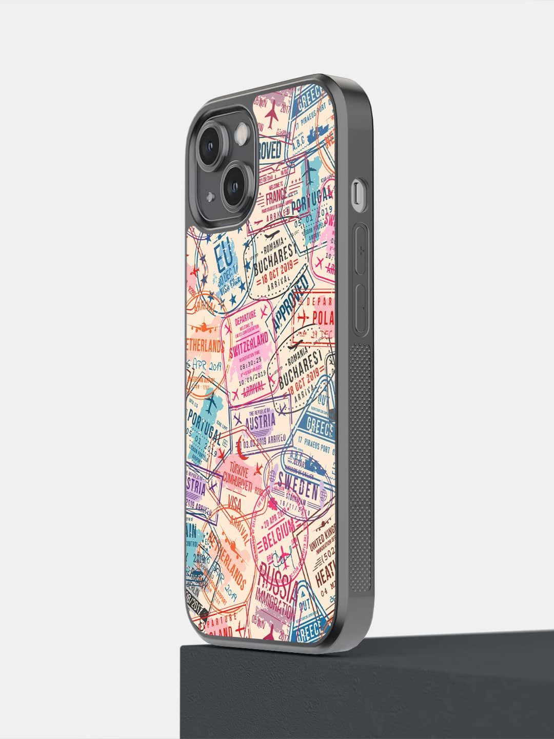 Immigration Stamps Beige - iPhone 14 Cover