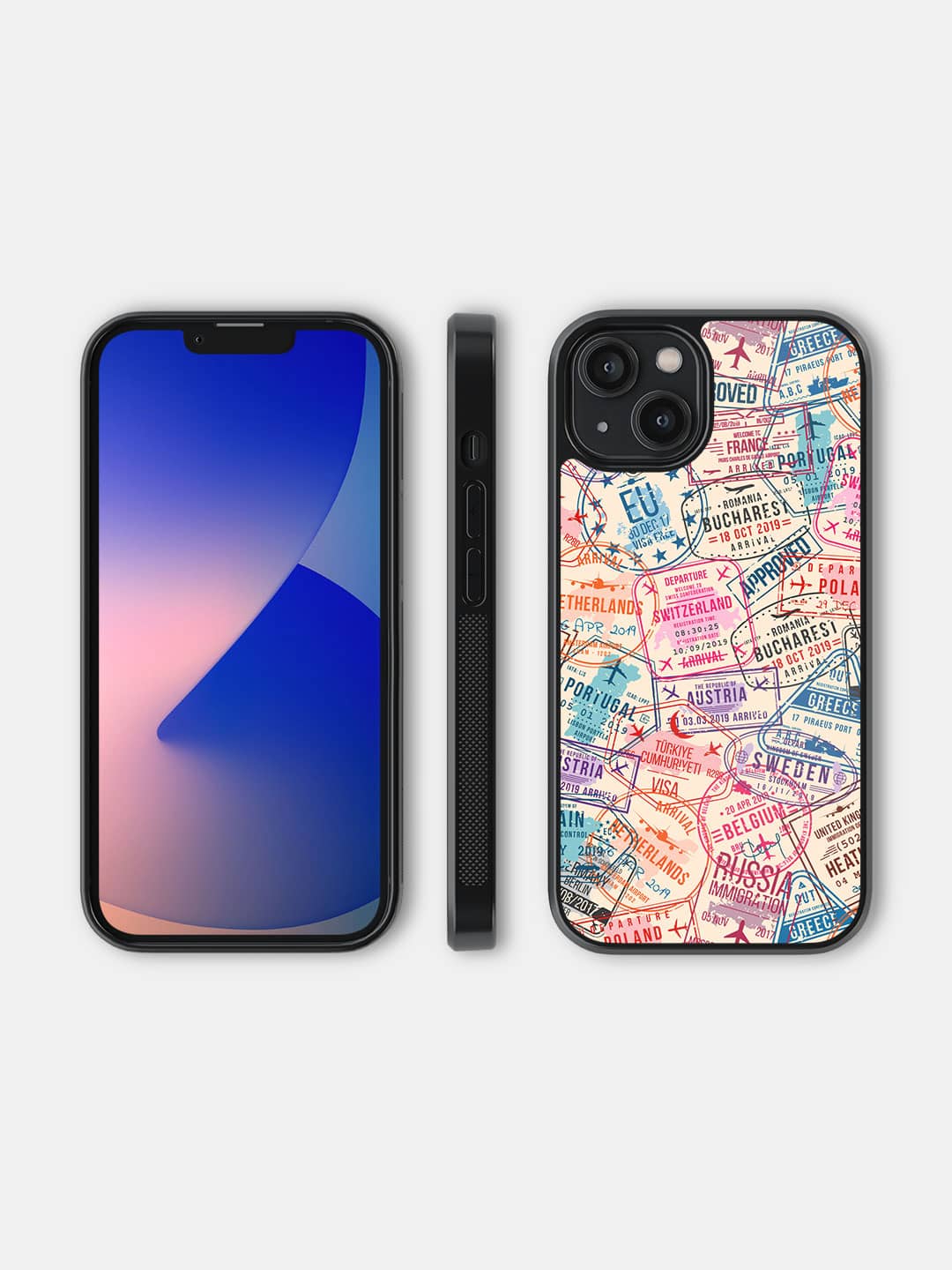 Immigration Stamps Beige - iPhone 14 Cover