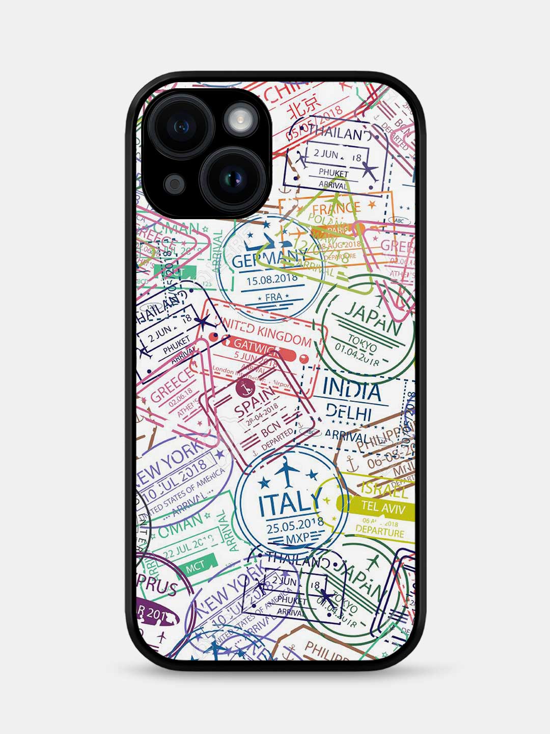 Immigration Stamps White - iPhone 14 Glass Cover