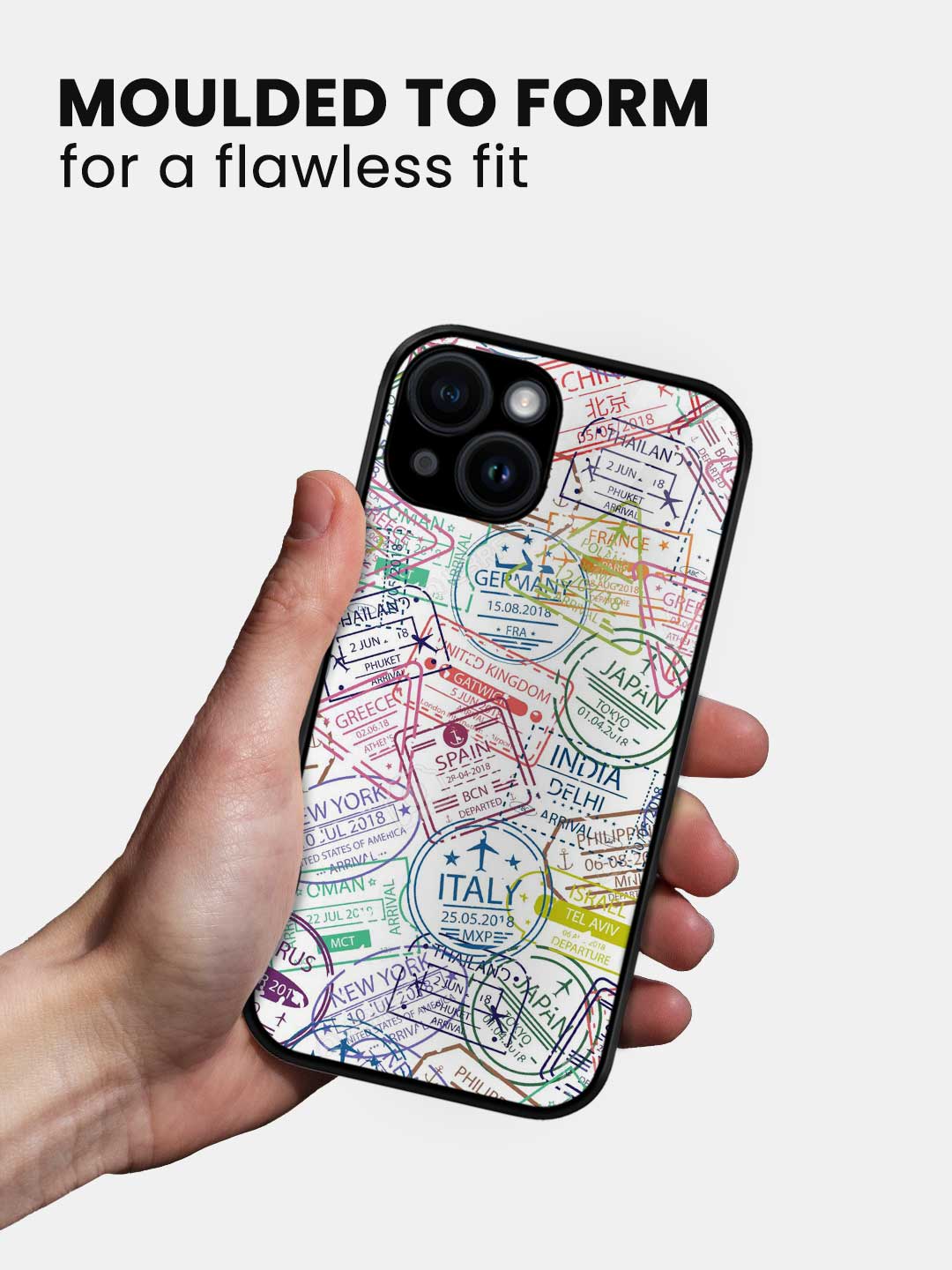 Immigration Stamps White - iPhone 14 Glass Cover