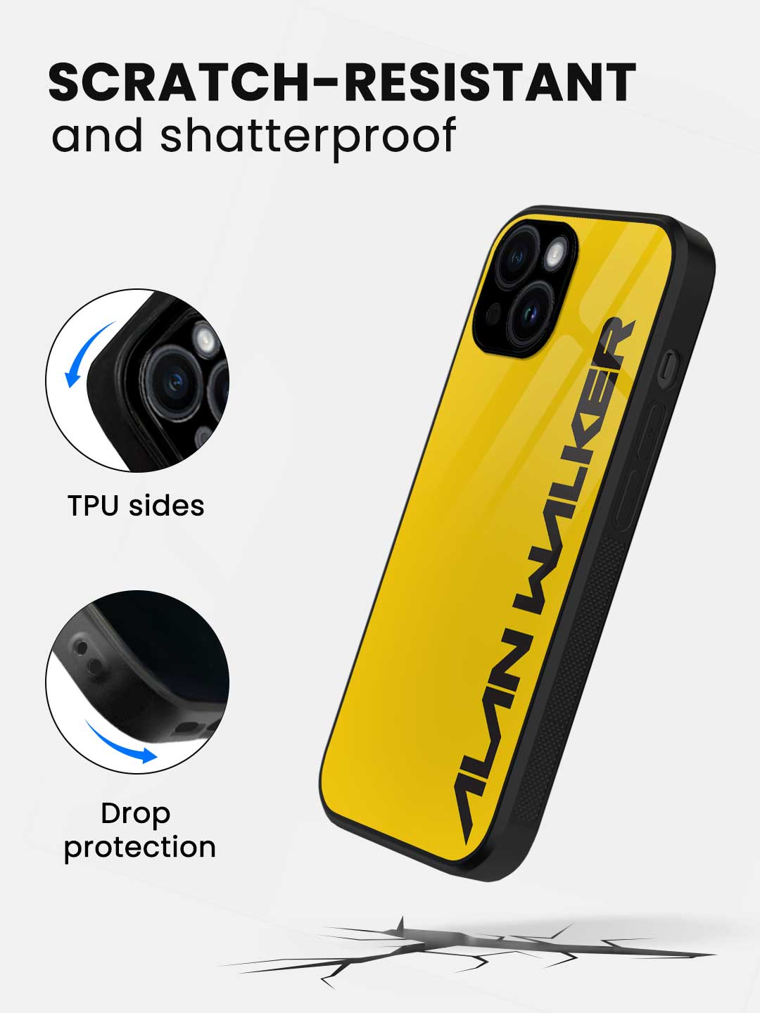 Alan Walker Yellow Logo - iPhone 14 Glass Cover