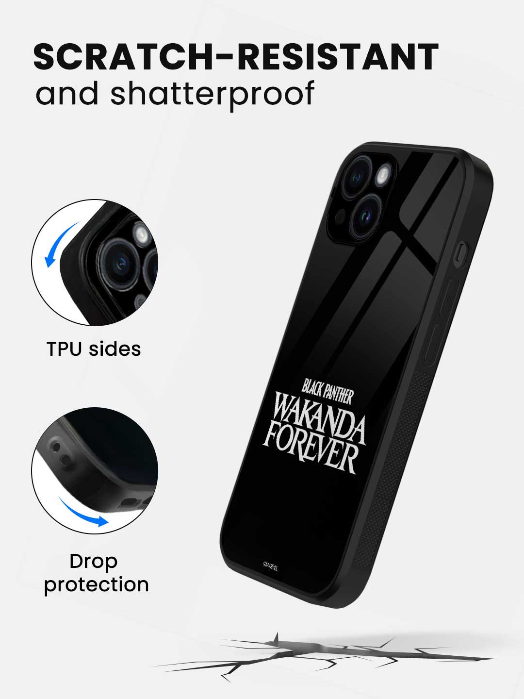 Wakanda Forever Logo White - iPhone 14 Glass Cover