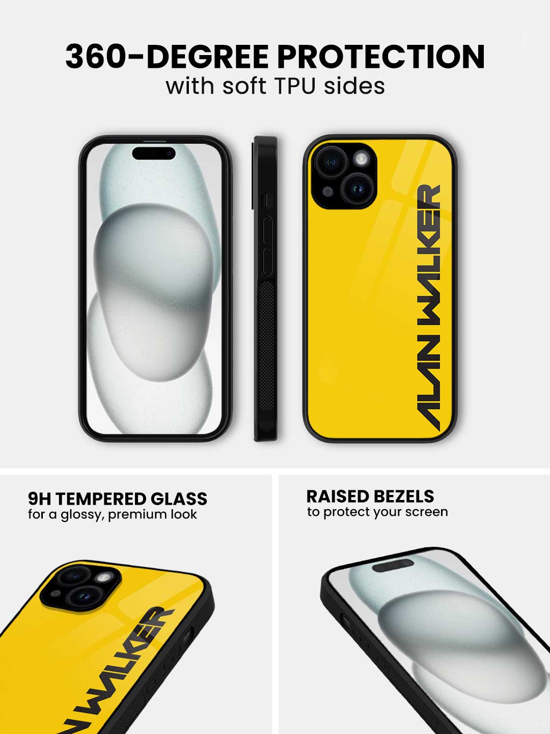 Alan Walker Yellow Logo - iPhone 14 Glass Cover