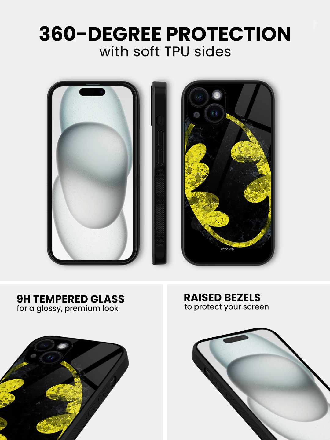 Batman Splatter - iPhone 15 Glass Cover