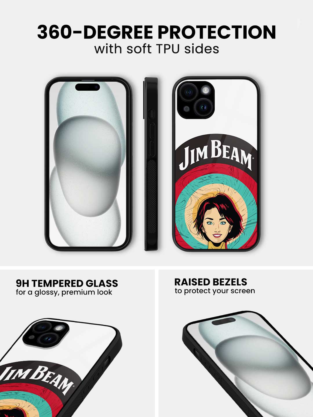 Jim Beam Character White - iPhone 14 Glass Cover