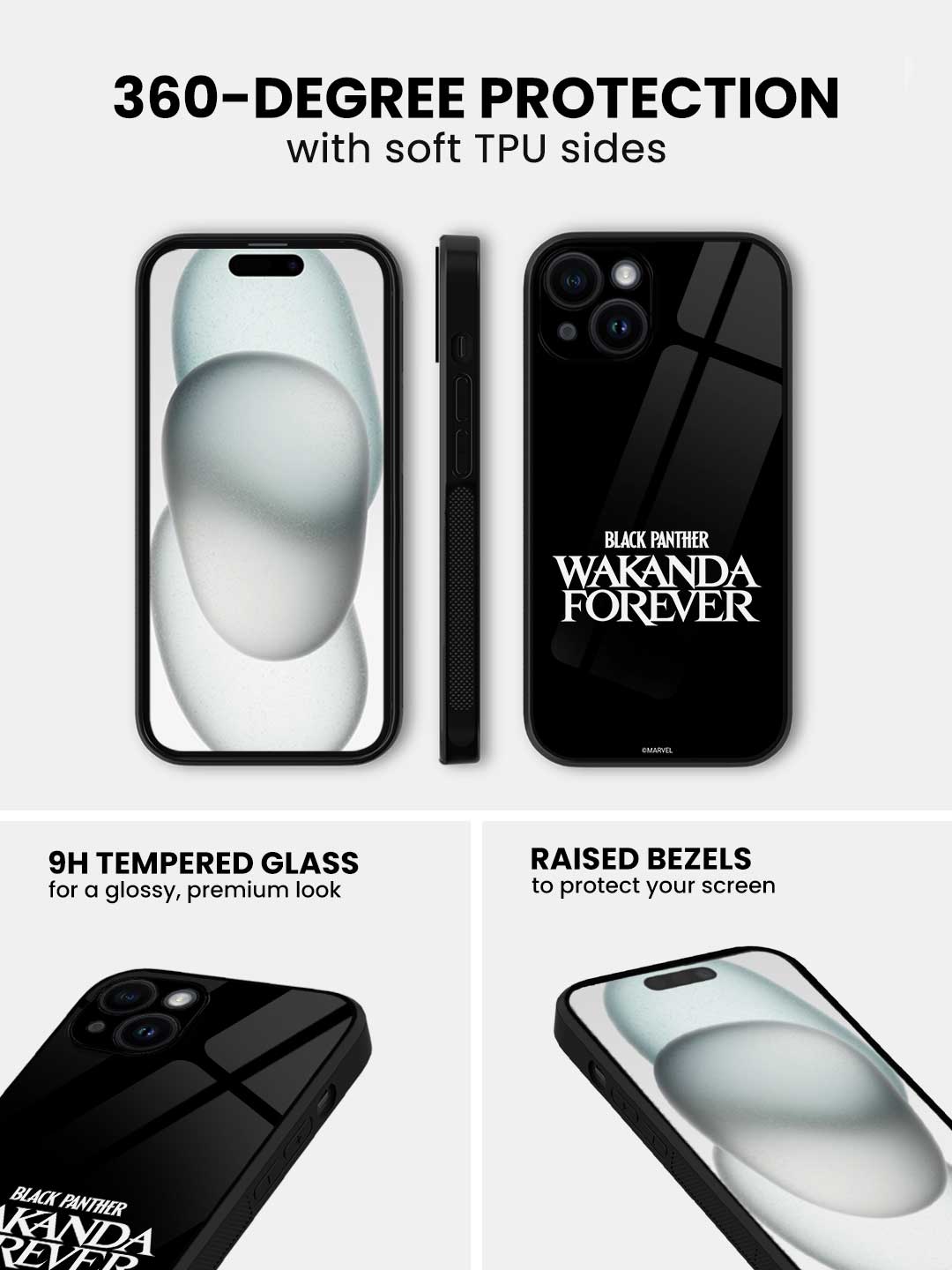 Wakanda Forever Logo White - iPhone 14 Glass Cover