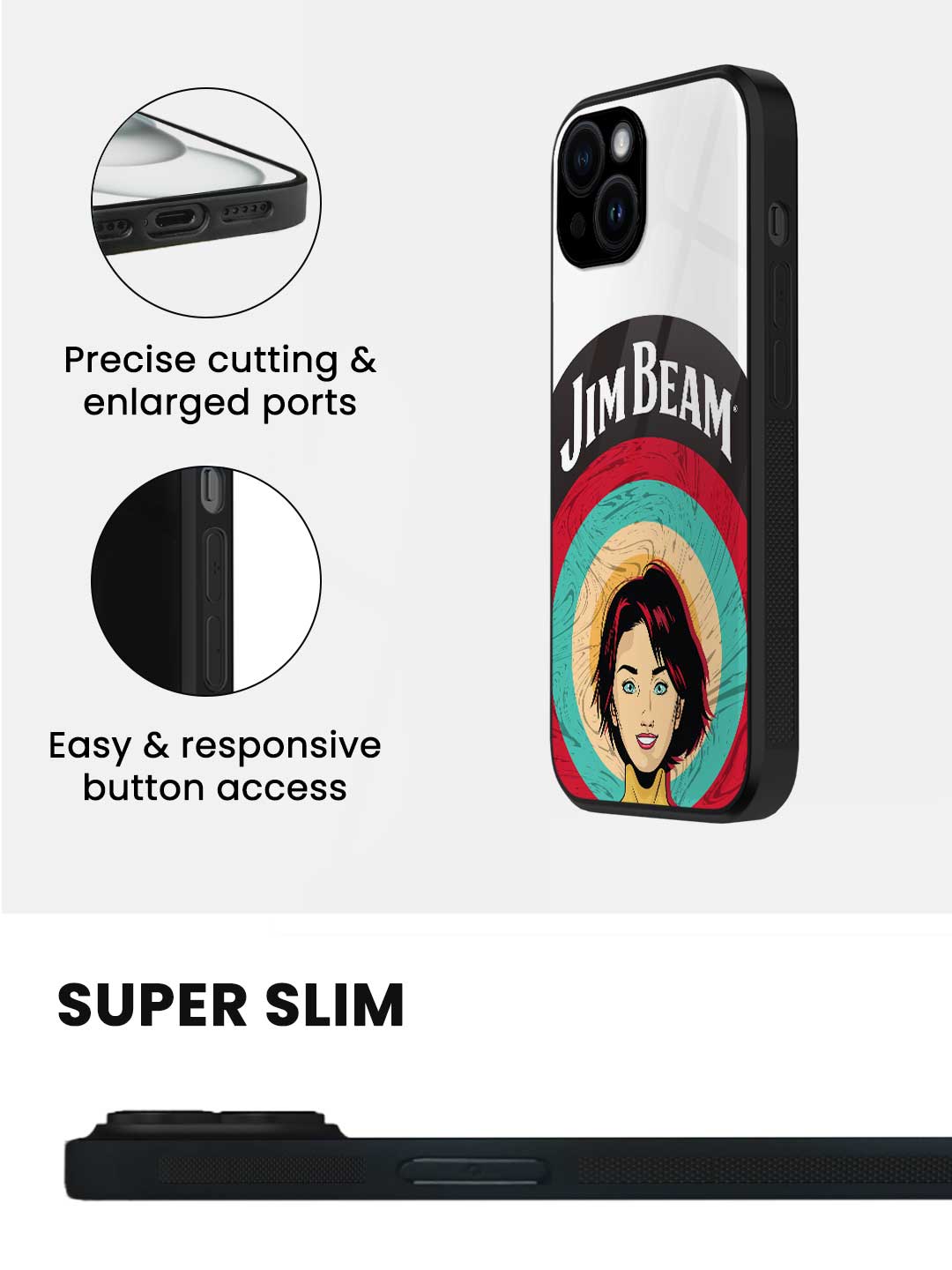 Jim Beam Character White - iPhone 14 Glass Cover