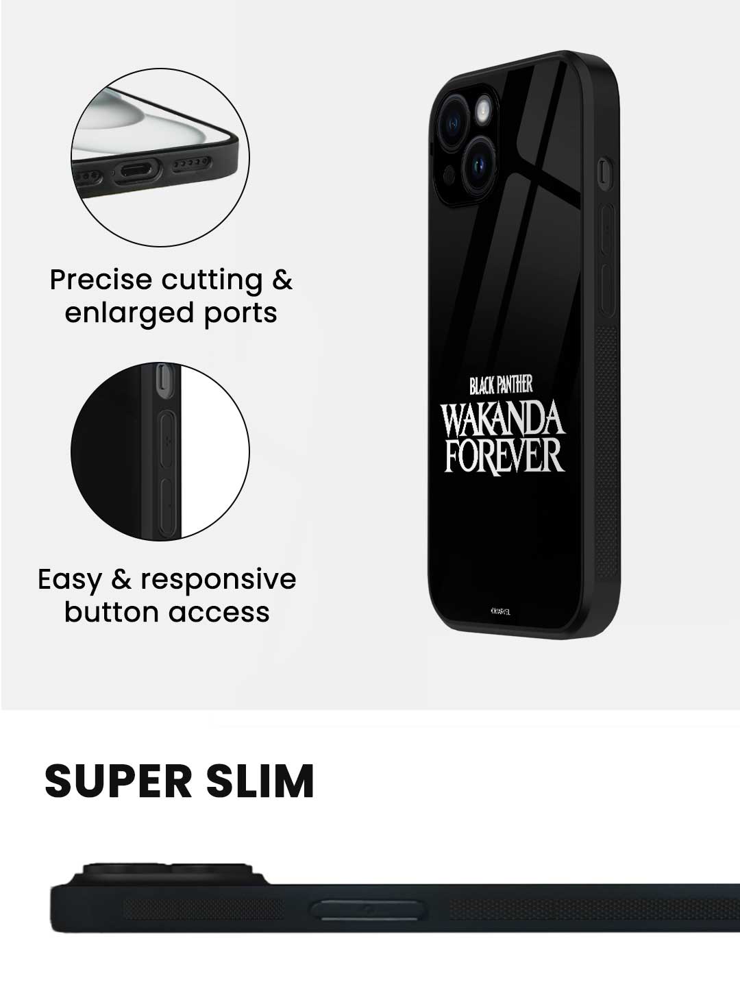 Wakanda Forever Logo White - iPhone 14 Glass Cover