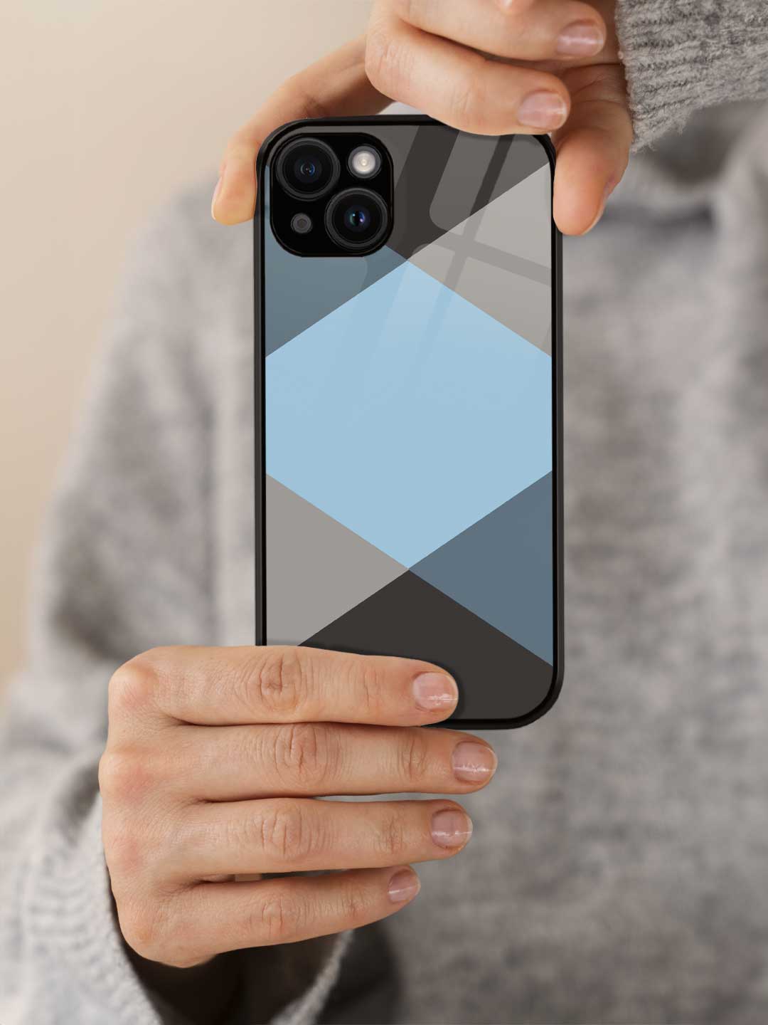 Criss Cross Blue - iPhone 15 Glass Cover