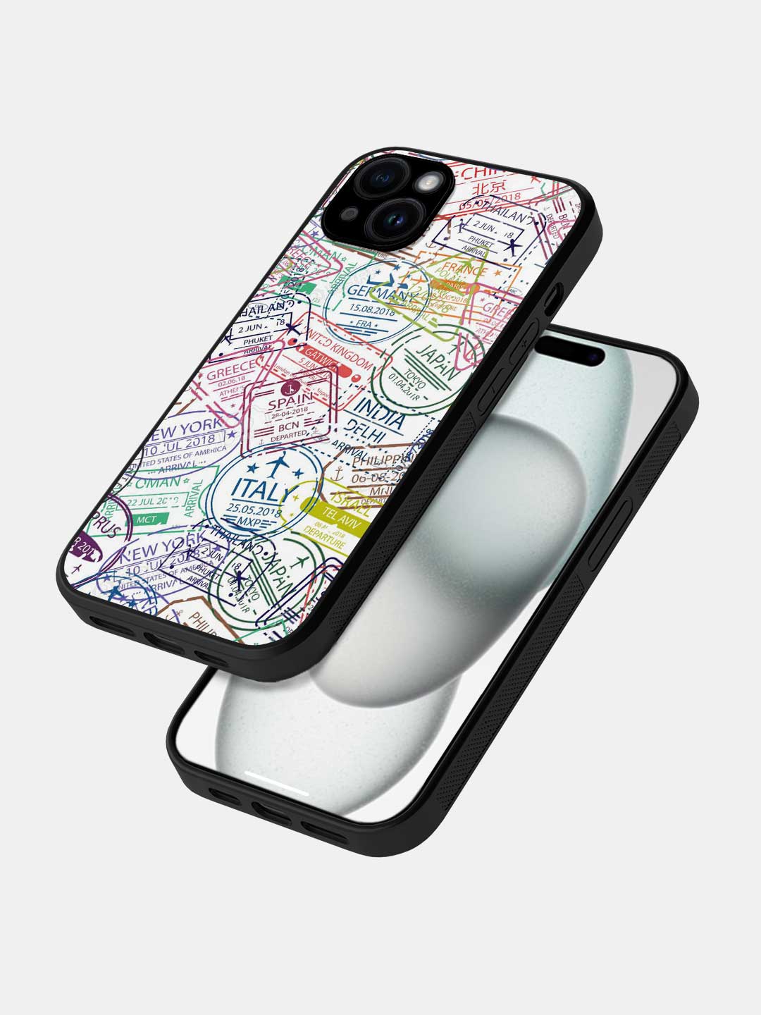 Immigration Stamps White - iPhone 14 Glass Cover