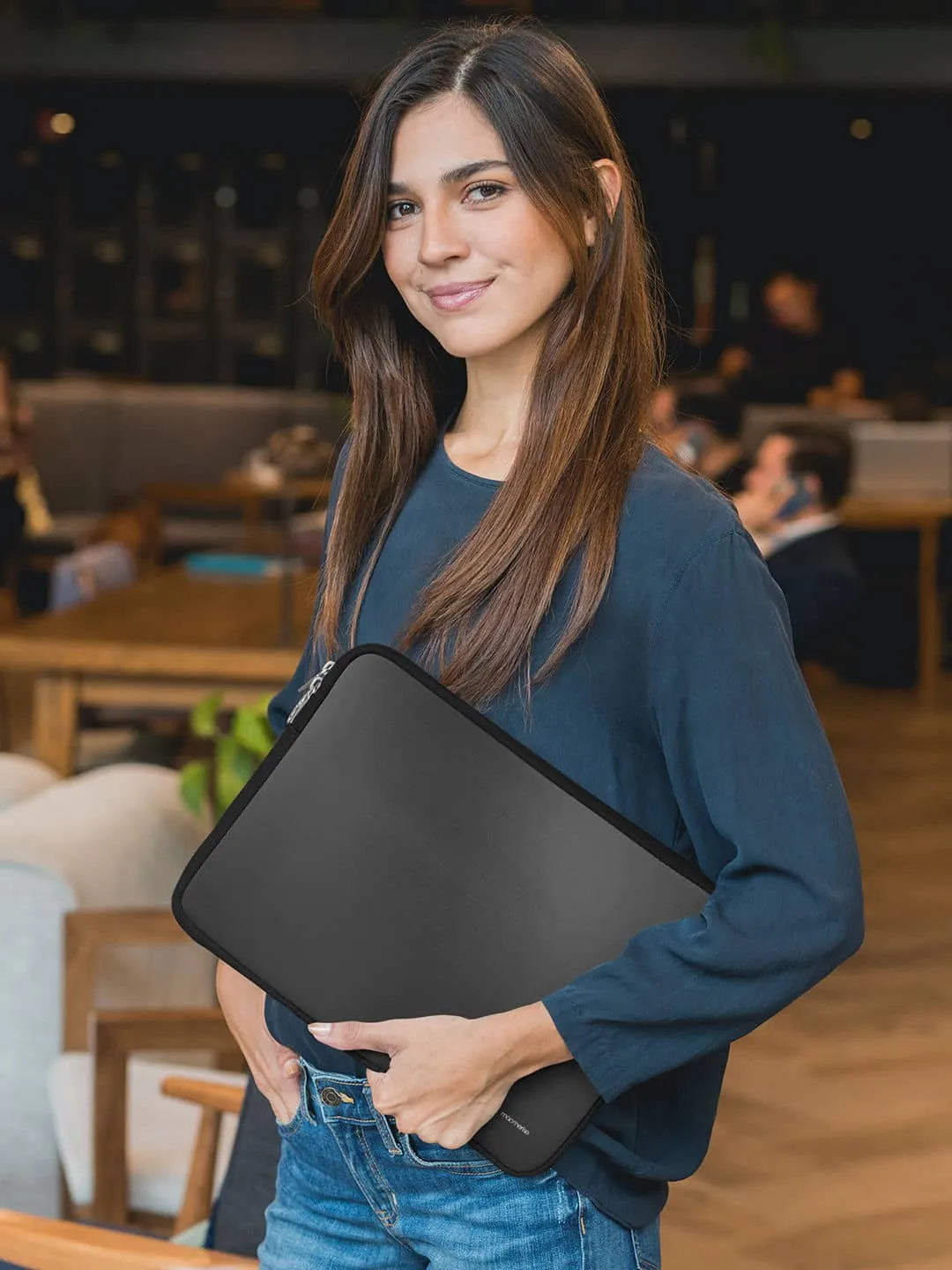 Brushed Metal Deep Grey - Laptop Sleeve - Neoprene