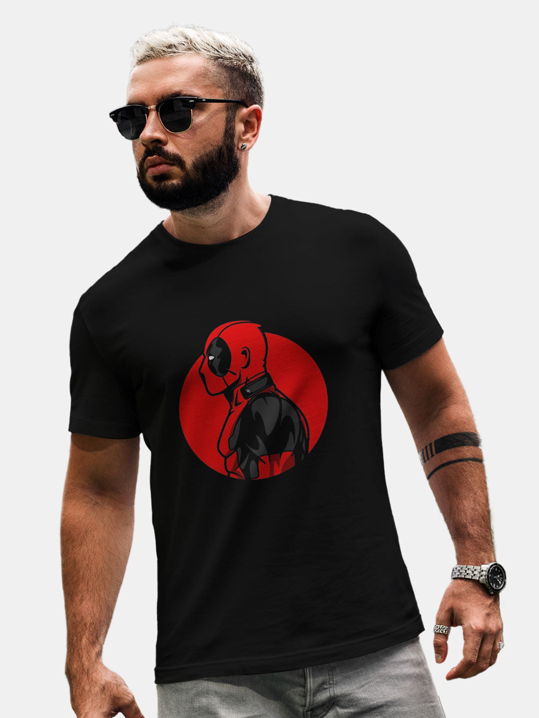 Deadpool Profile - Mens T-Shirt Black Medium