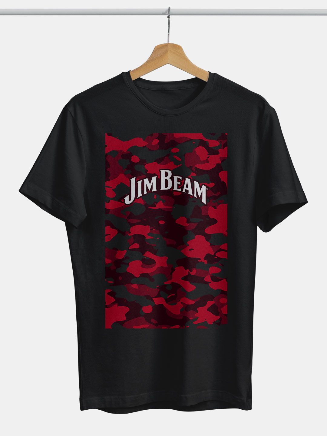 Jim Beam Camo Red - Mens T-Shirt Black Small