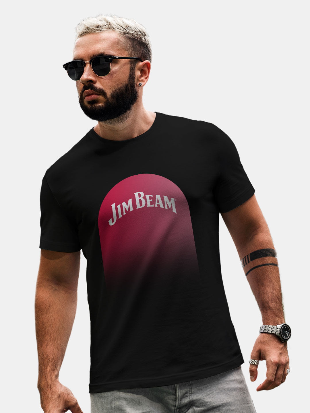 Jim Beam Red Fade - Mens T-Shirt Black Medium