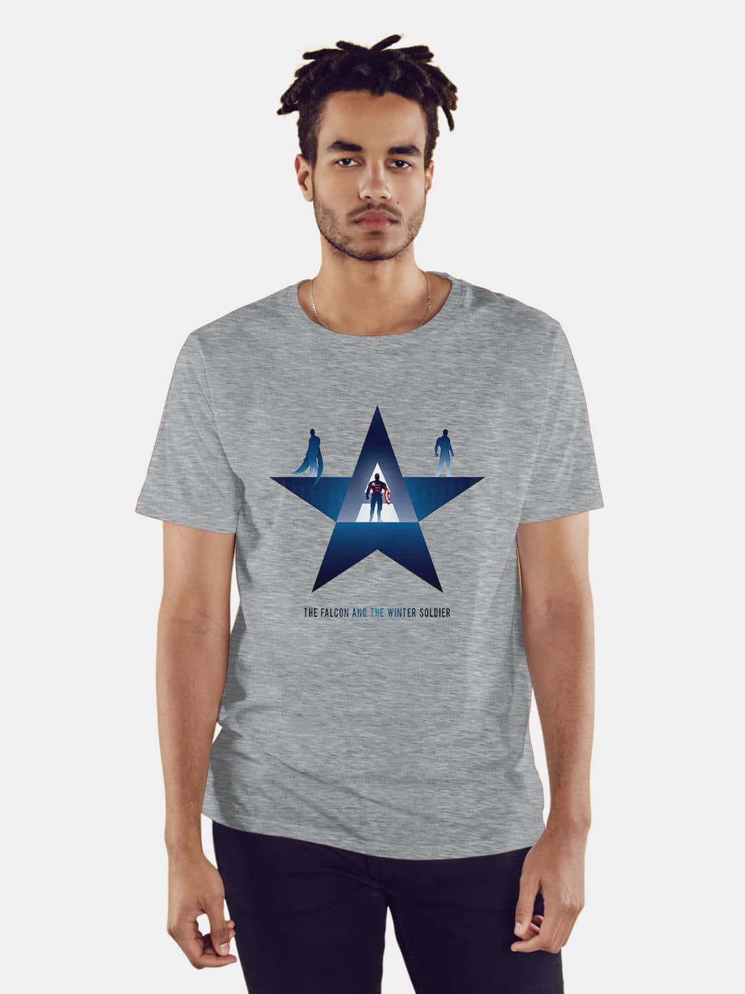 The American Trio - Mens T-Shirt Grey Melange Medium