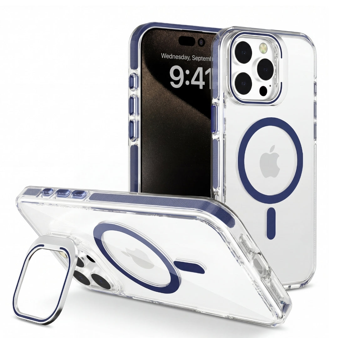 Clear Kickstand iPhone Case for iPhone 16 Pro Max Navy Blue | Macmerise