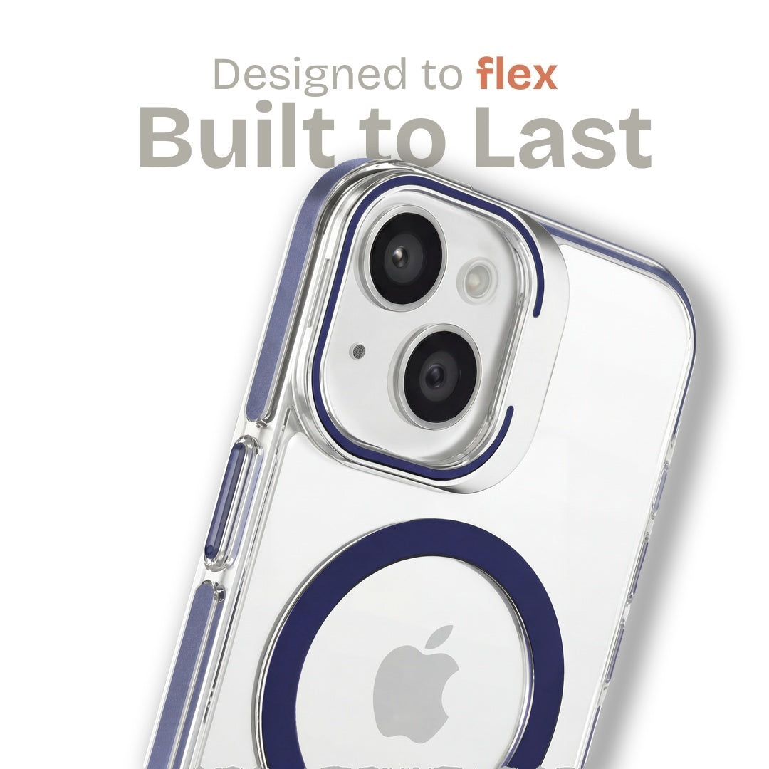 Clear Kickstand iPhone Case for iPhone 15 Navy Blue | Macmerise