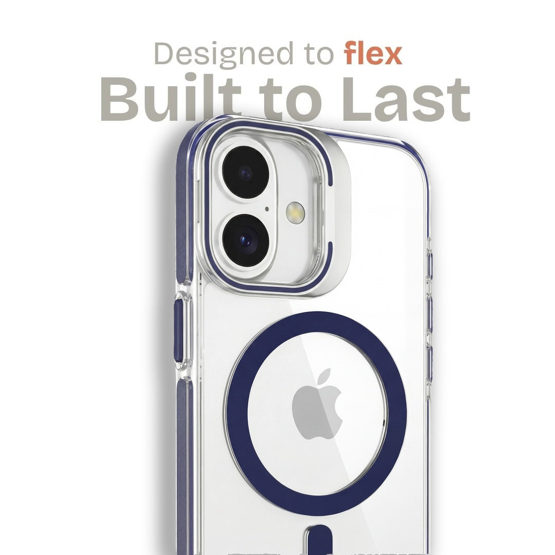 Clear Kickstand iPhone Case for iPhone 16 Plus Navy Blue | Macmerise