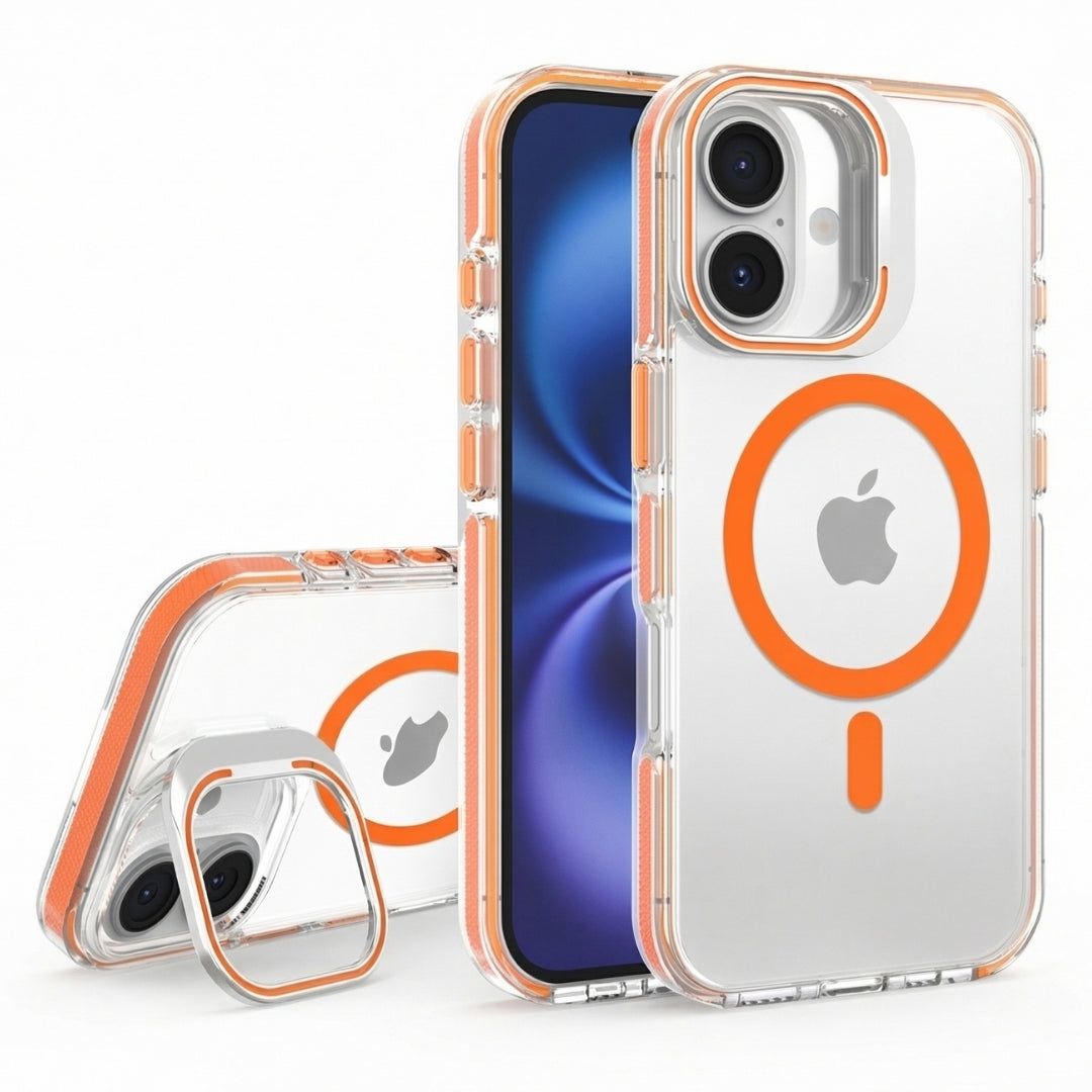 Clear Kickstand iPhone Case for iPhone 17 Orange | Macmerise