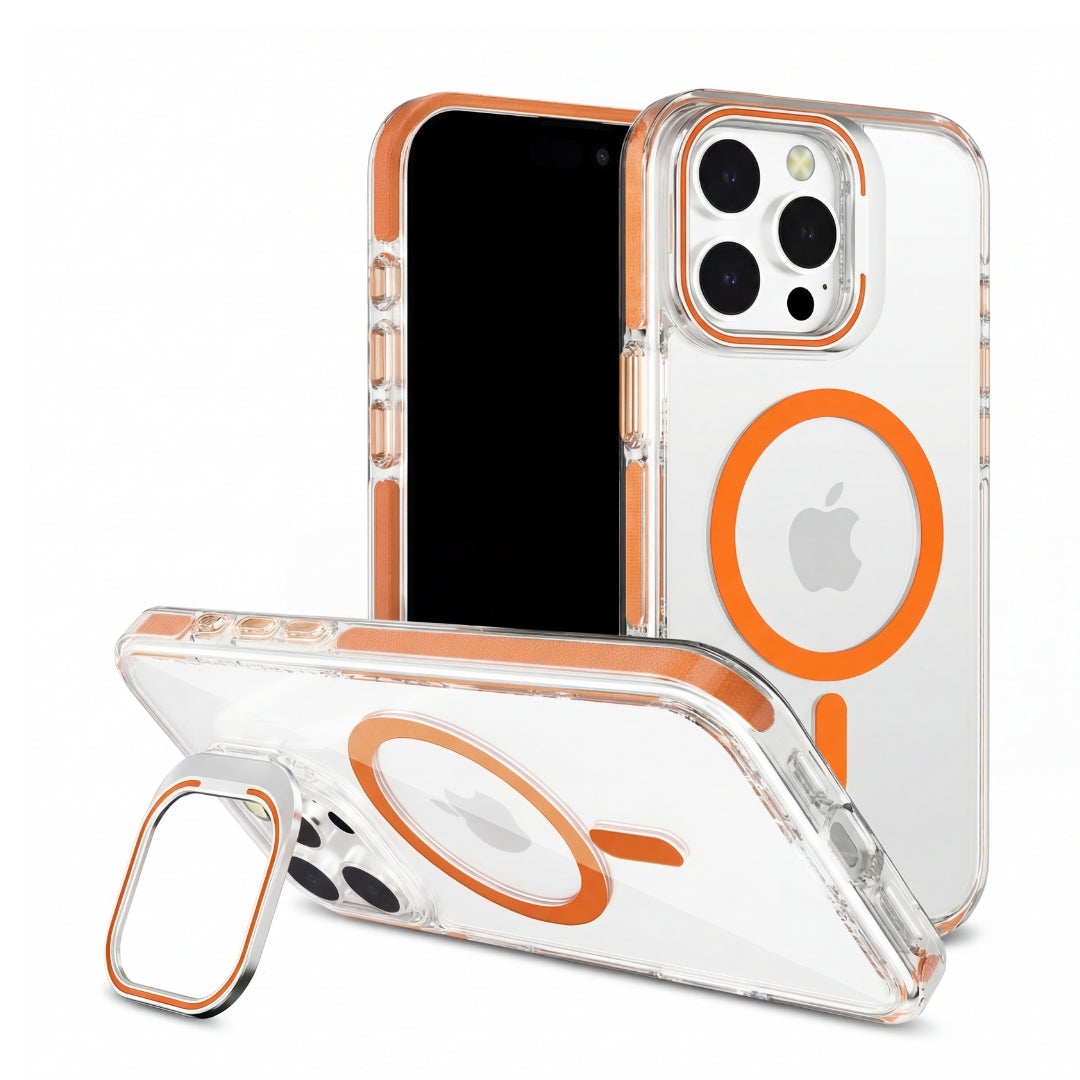 Clear Kickstand iPhone Case for iPhone 16 Pro Orange | Macmerise