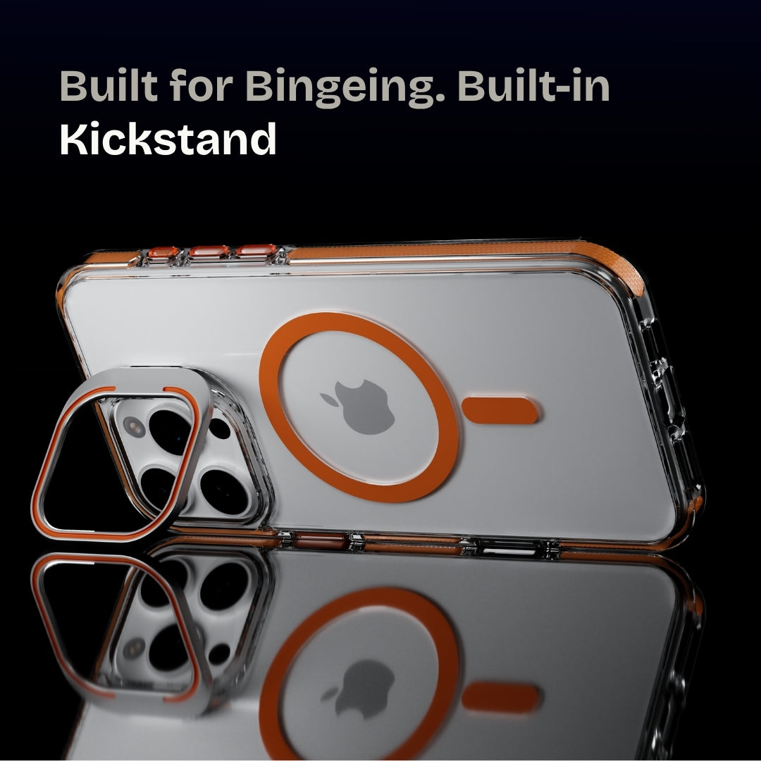 Clear Kickstand iPhone Case for iPhone 16 Plus Orange | Macmerise