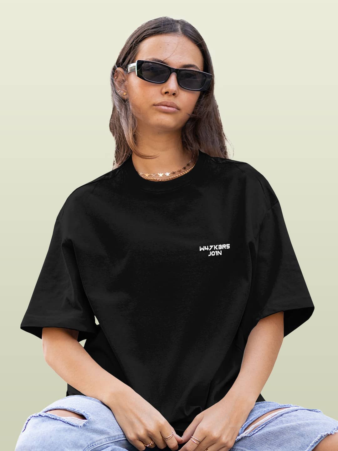 Alan Walker Core Logo - Womens Oversized T-Shirt Black Small
