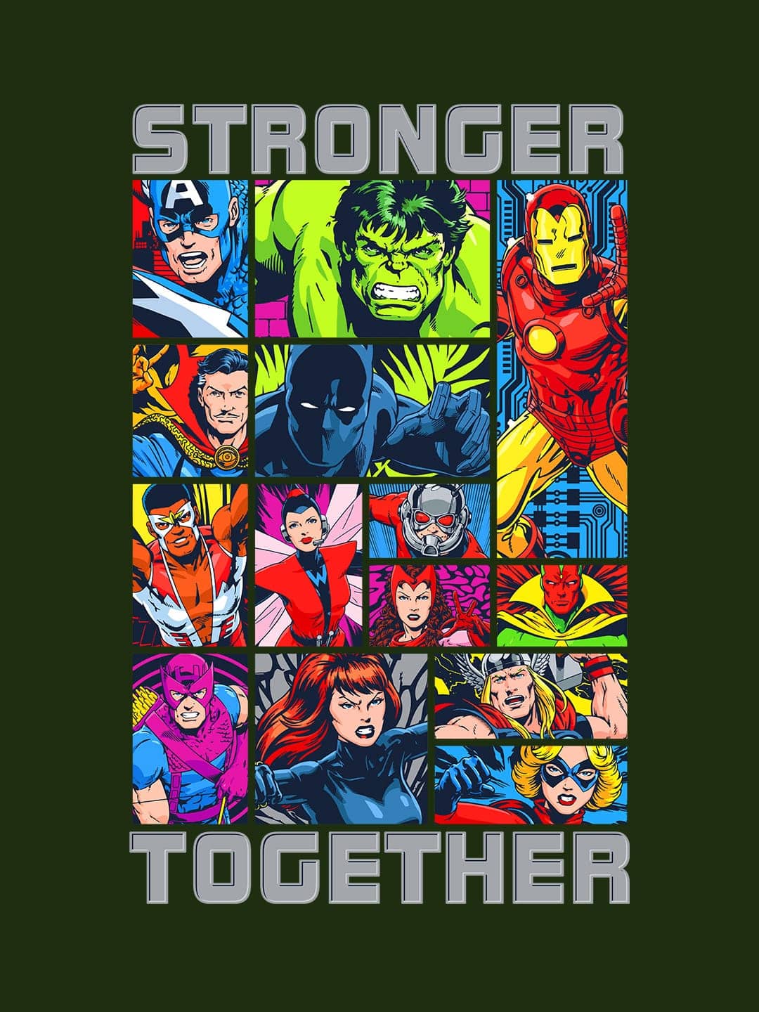Avengers Stronger Together - Womens Oversized T-Shirt Olive Green XXL