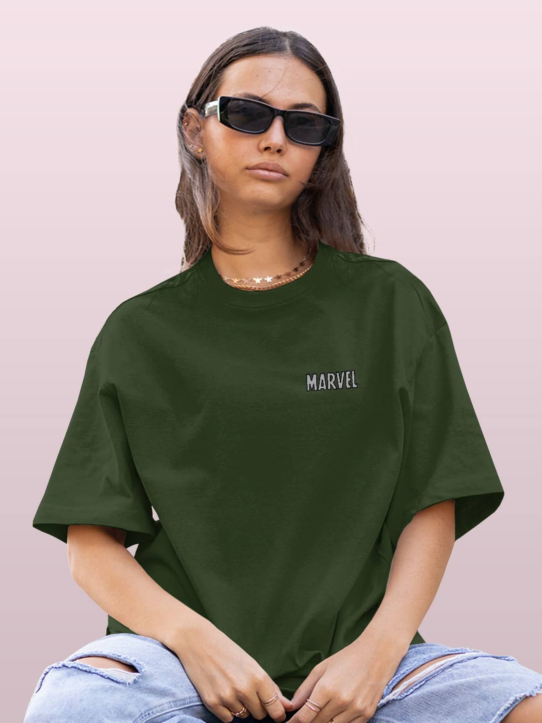 Avengers Stronger Together - Womens Oversized T-Shirt Olive Green XXL