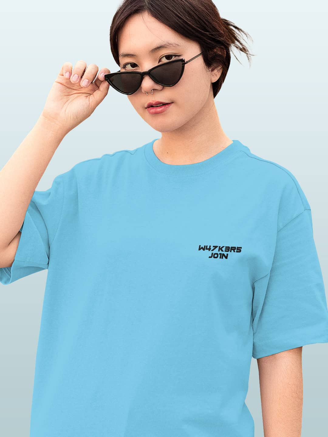 Alan Walker Core Logo - Womens Oversized T-Shirt Sky Blue XXL