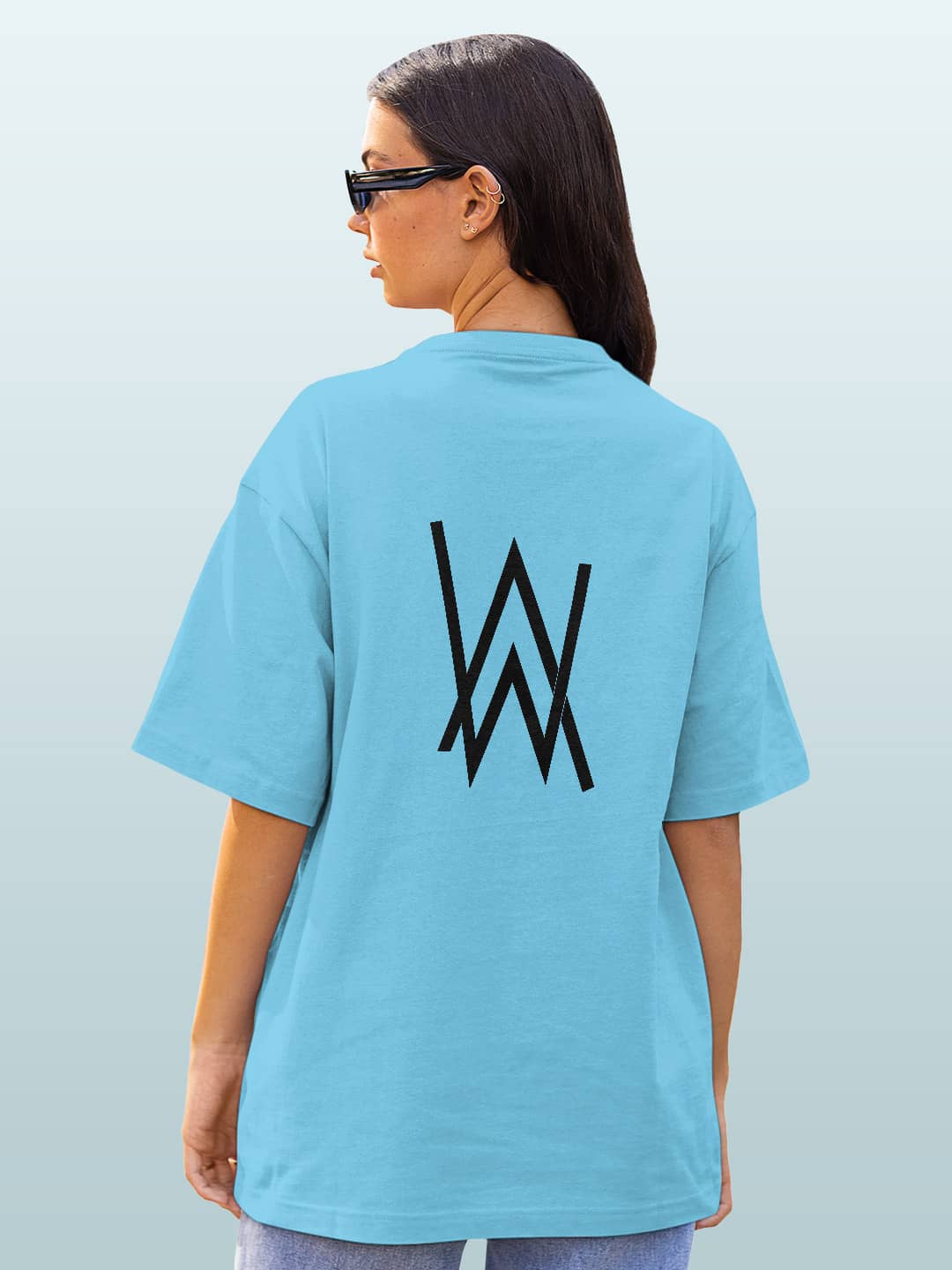 Alan Walker Core Logo - Womens Oversized T-Shirt Sky Blue XXL