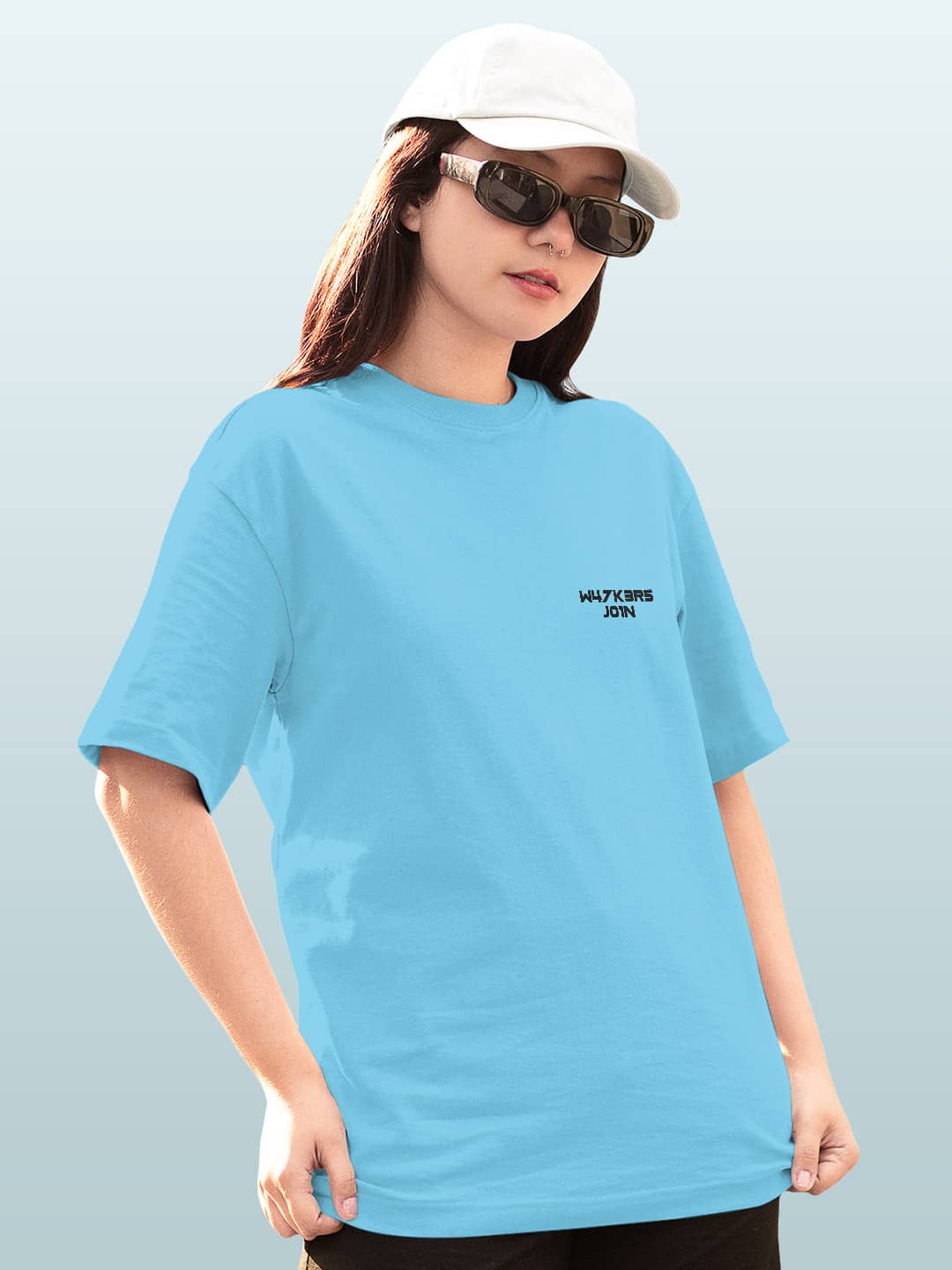 Alan Walker Core Logo - Womens Oversized T-Shirt Sky Blue XXL